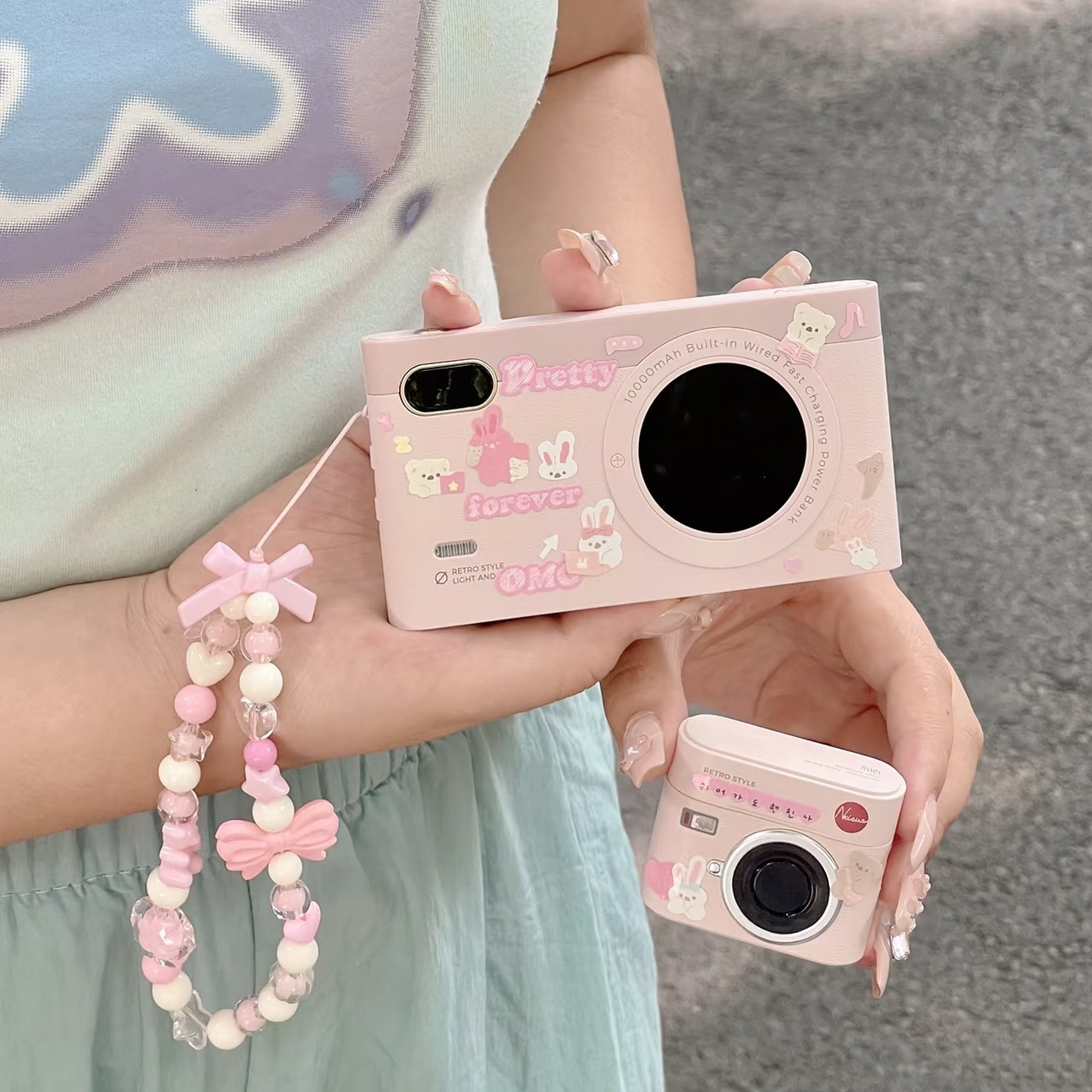Pink Bowknot Bear Star Flower Anti-lost Phone Chains for Women Girls ...