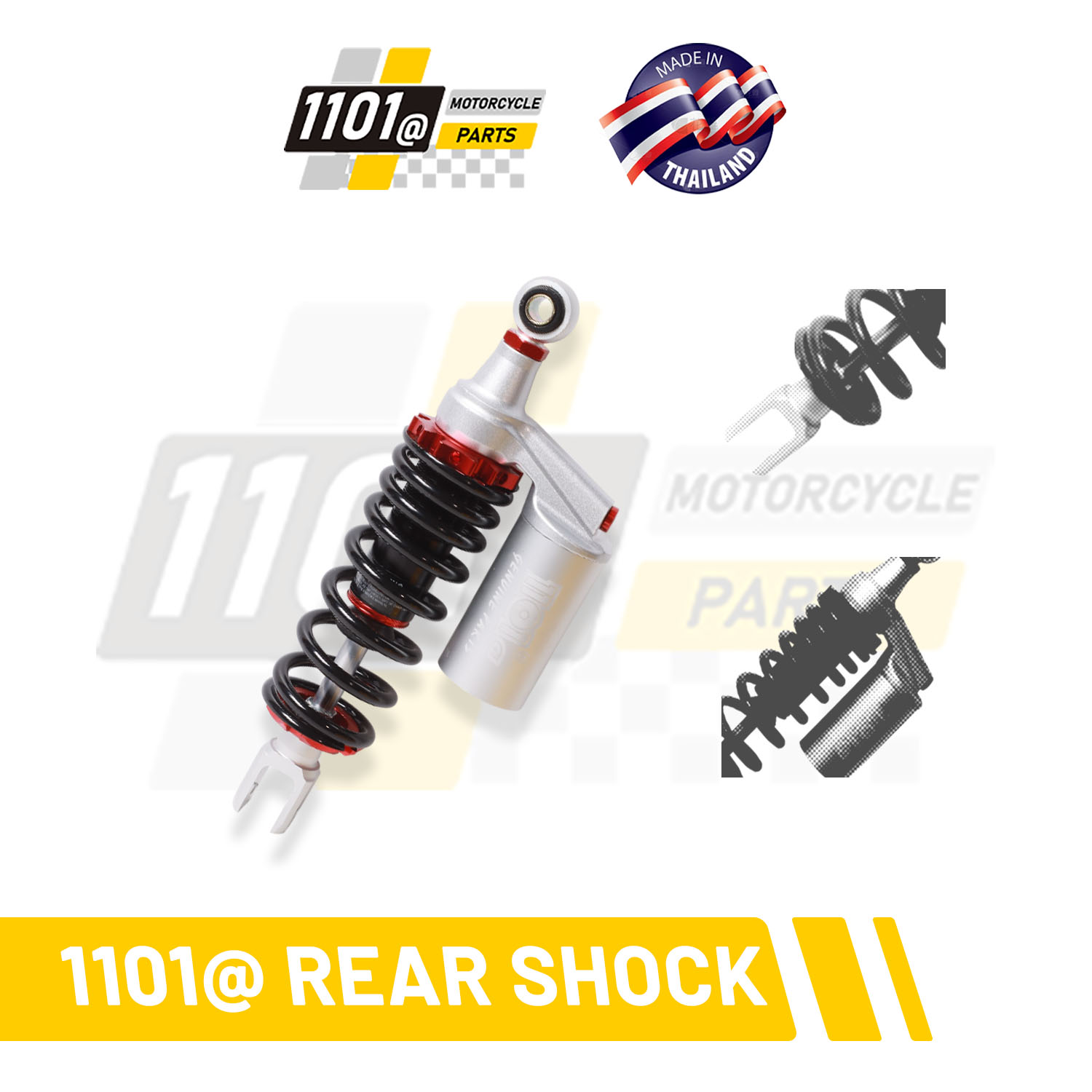 1101@ REAR SHOCK W/TANK MIO SILVER FOR MIO/M3/BEAT 275MM 300MM 330MM ...