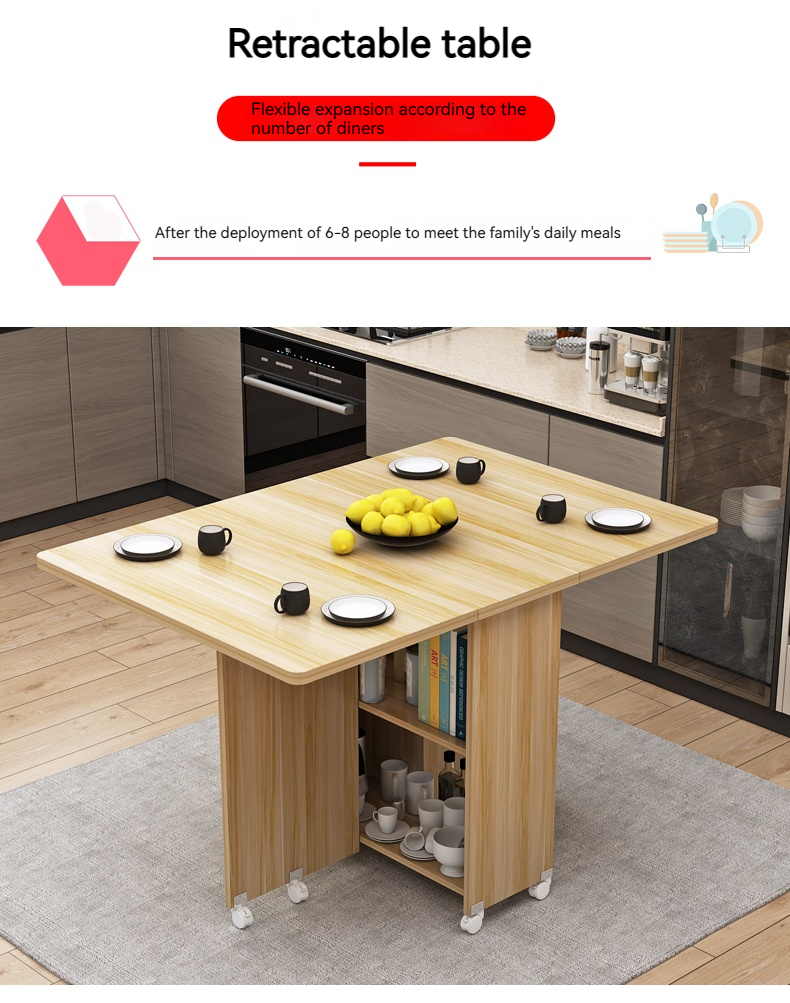 Foldable Dining Table with Wheels, Space-saving and Versatile Table for ...