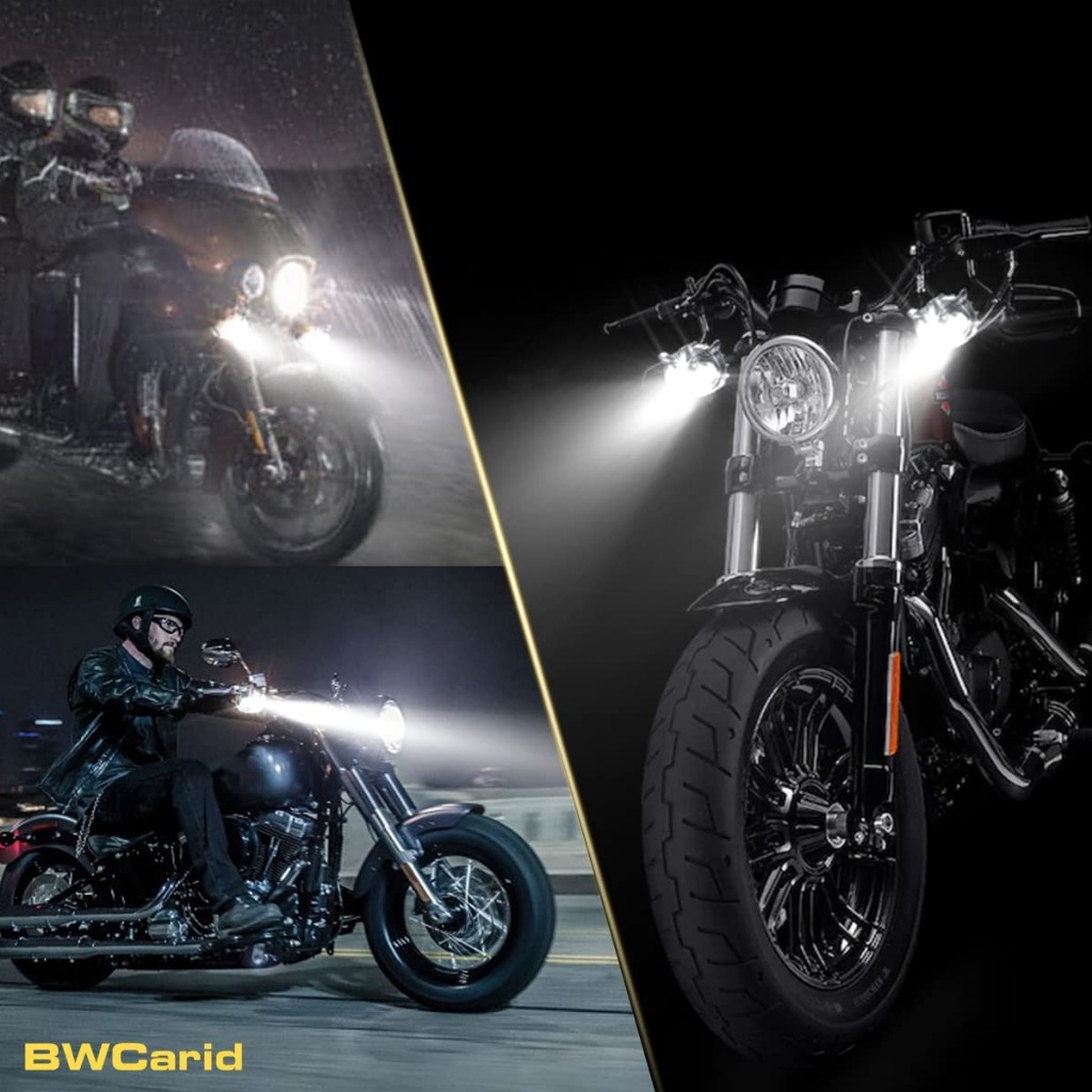 DNSM Motorcycle Mini Driving Light SET White Yellow High Low Beam 6500K ...