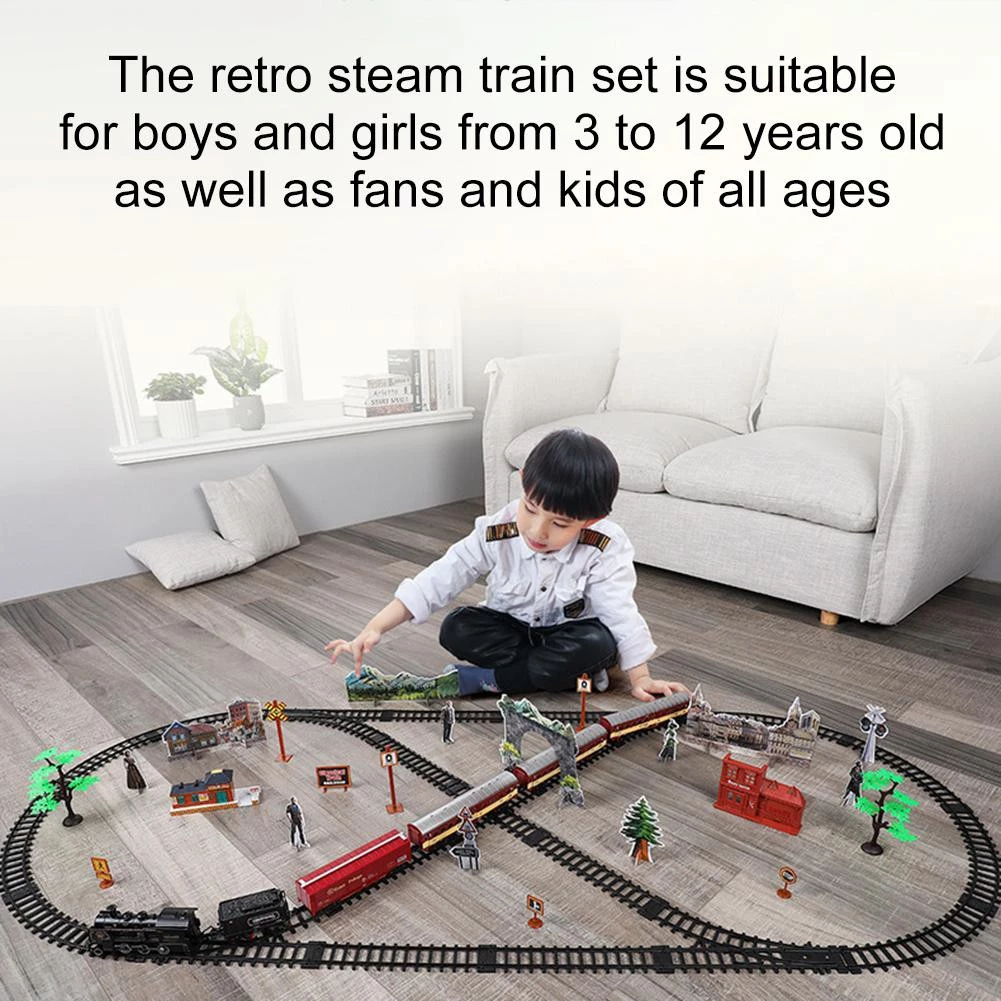 Retro Rail Train Toys Simulation Train Track With Steam Music Light ...
