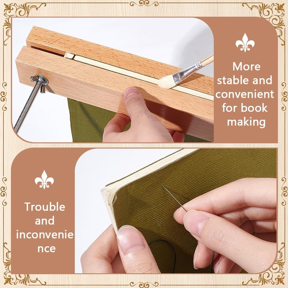 1 Set of Wooden Home School Office DIY Book Binding Machine With Wooden ...