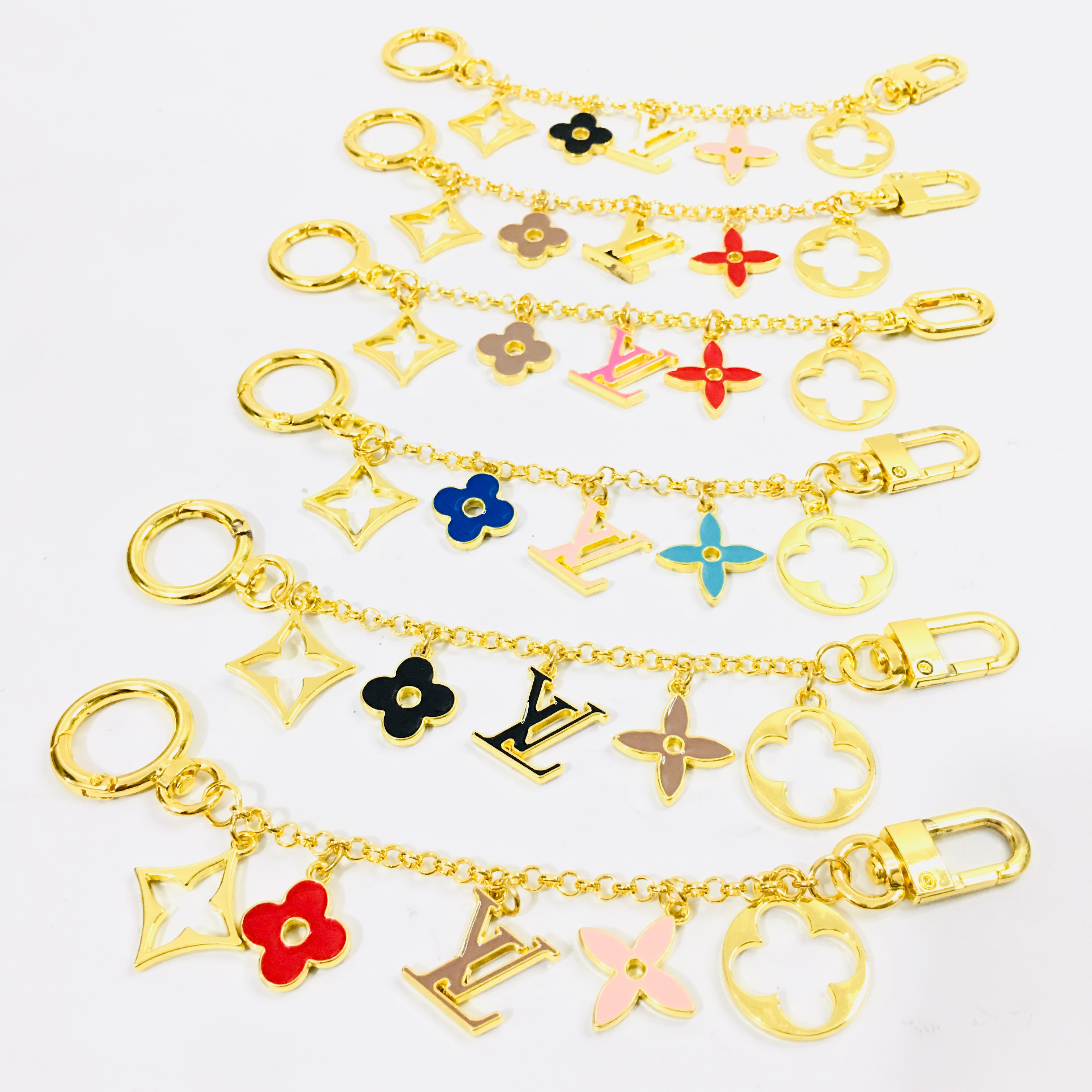 L/V Keychain Four Leaf Clover Macaroon Pendant Keychain For Women s Bag ...