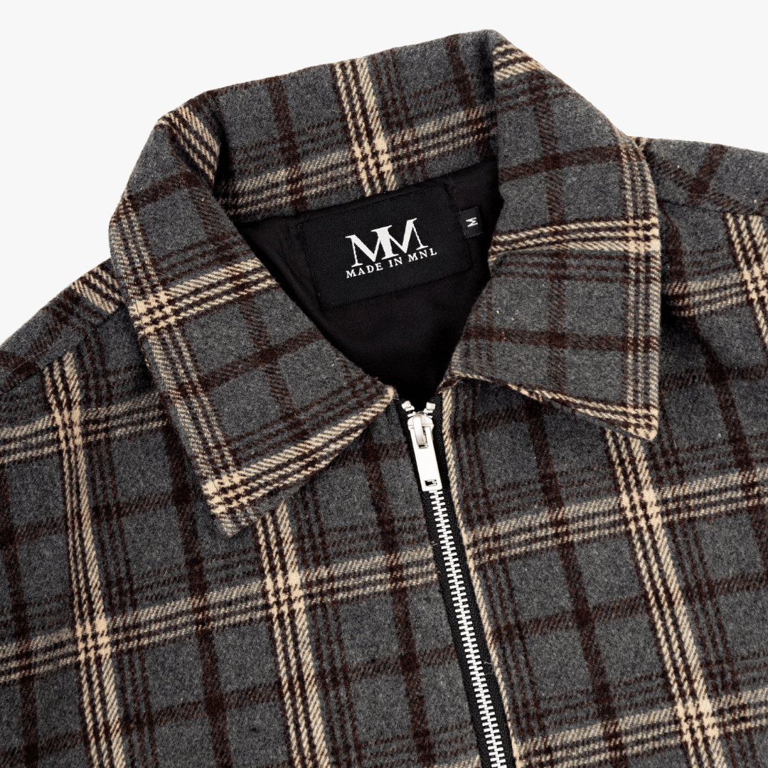 Made In Mnl Boxy Fit Plaid Harrington Jacket with Double Zipper ...