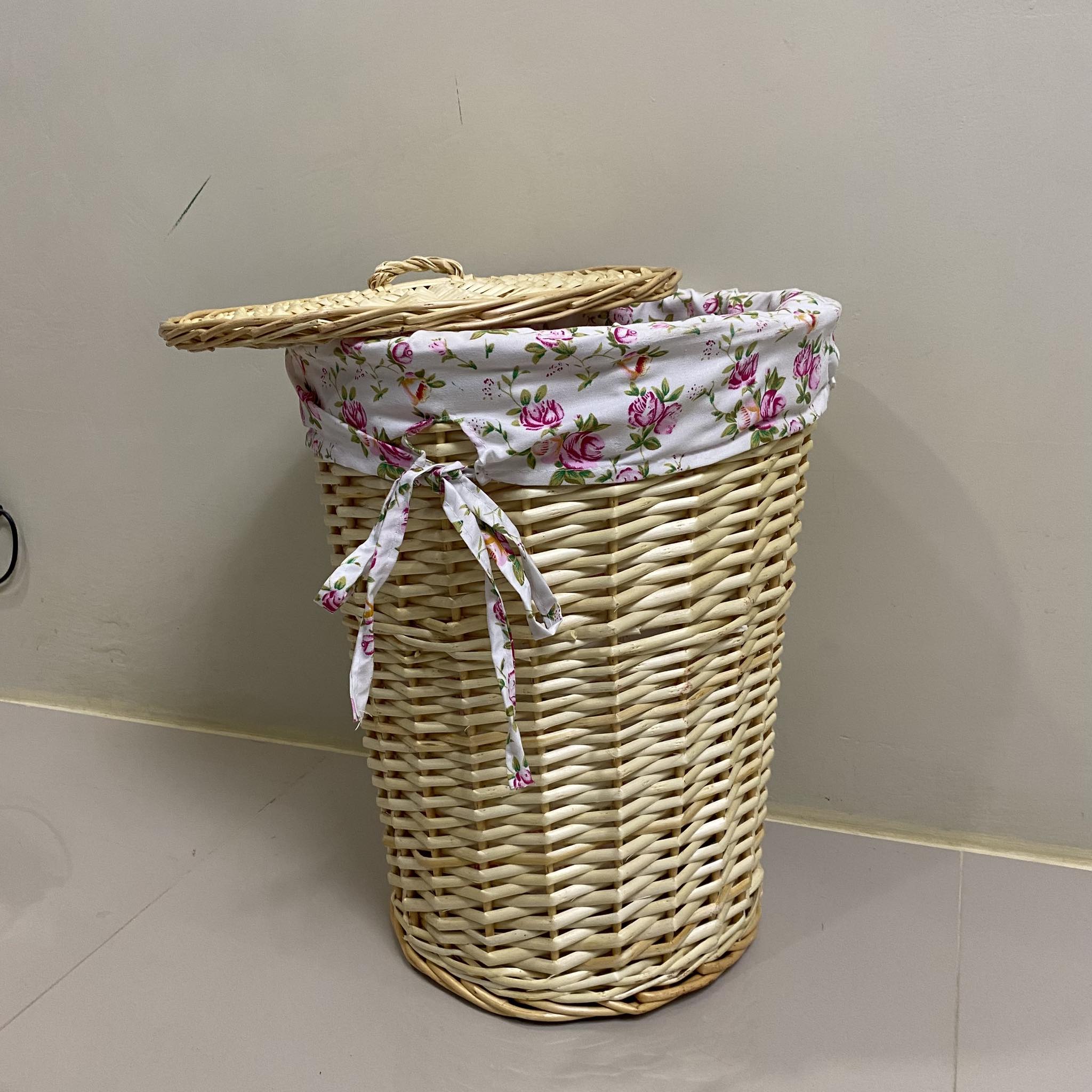 Rattan Round Hamper With Linen | Shopee Philippines