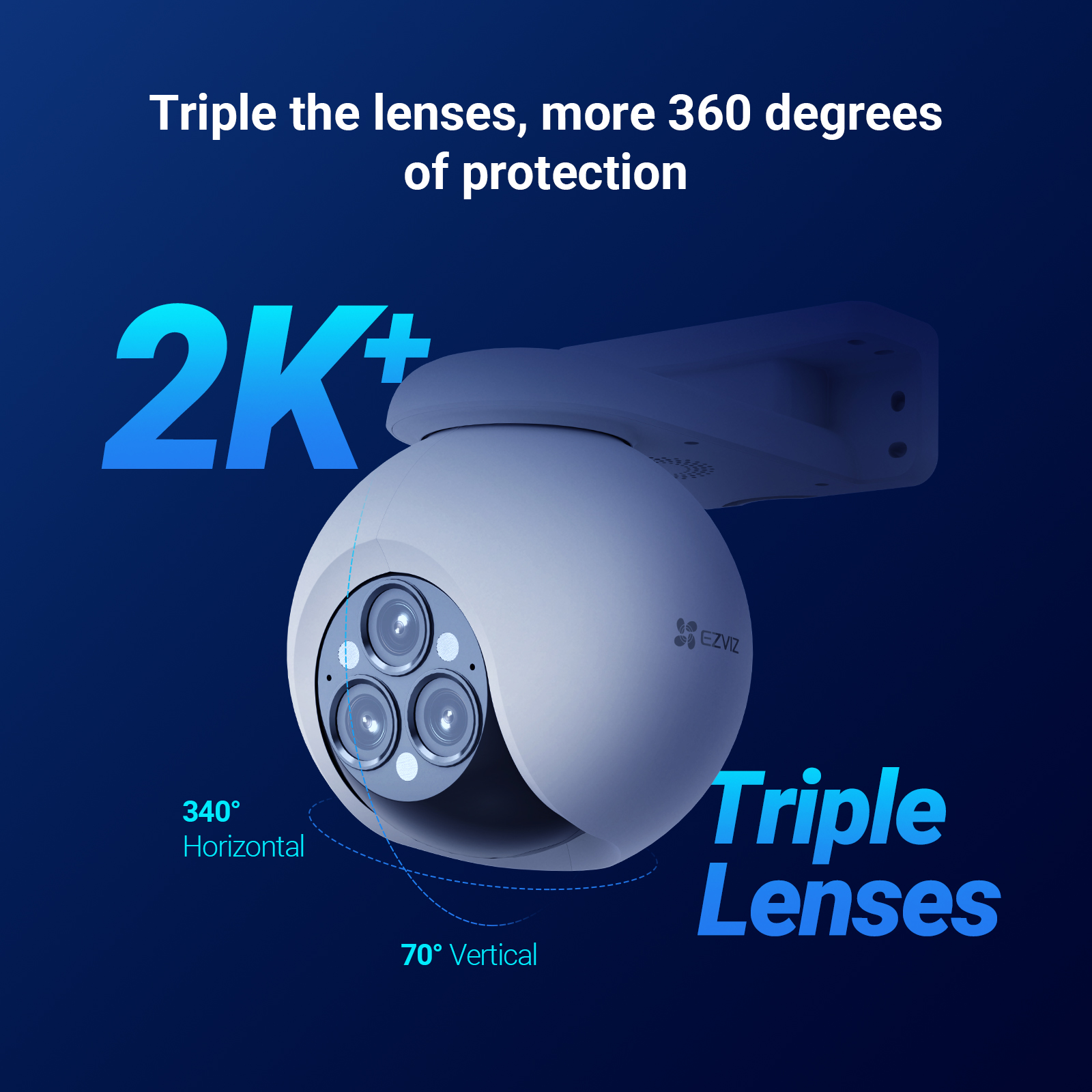 EZVIZ H80f Multi 2K+/4mp Triple Lens WiFi Camera Waterproof connect to ...