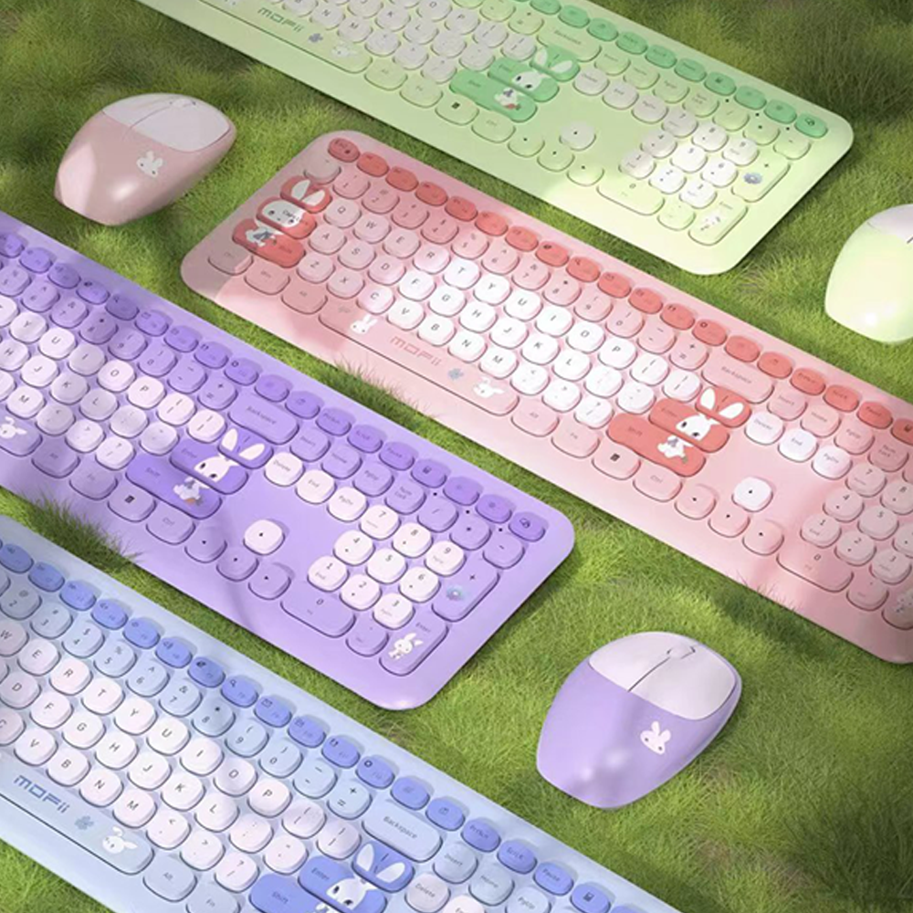 MOFII 666Pro Rabbit Design Wireless Cute Keyboard and Mouse Combo USB ...
