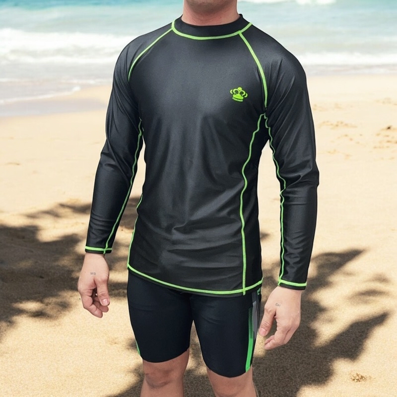 Men’s Long-sleeve Rash Guard Thickened Spandex Men Top Swimwear Sport ...