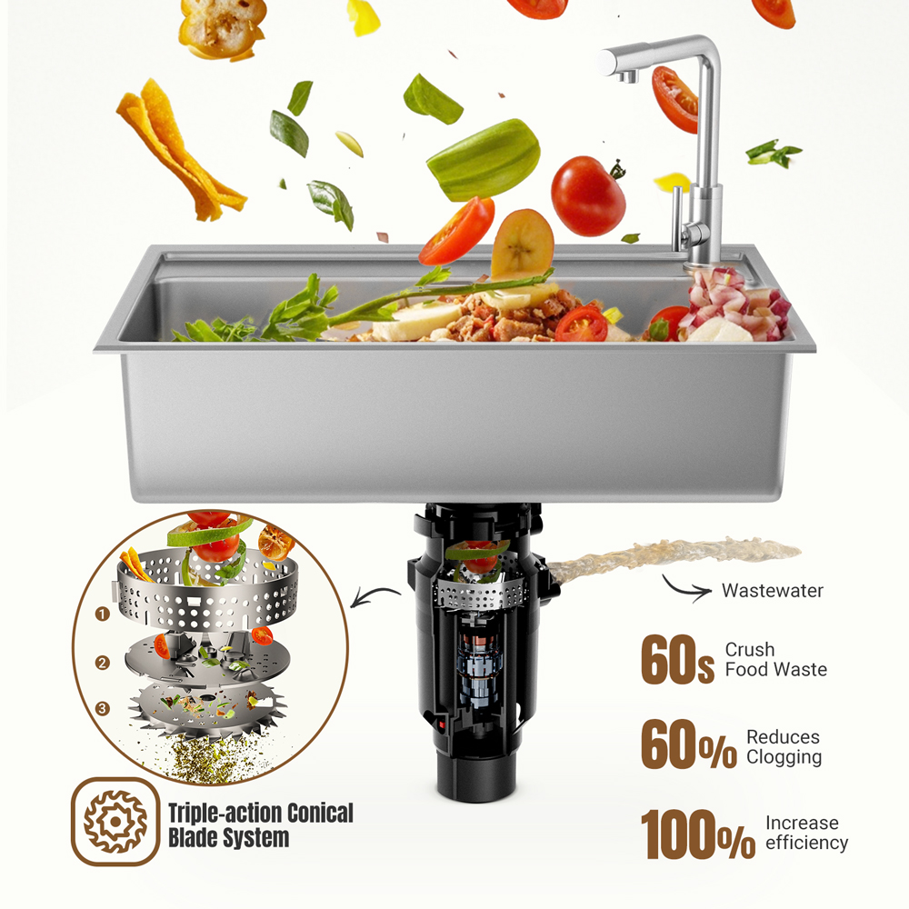 ROUNY Food Waste Disposer Low noise Home Use Grinding Kitchen Ressidues ...