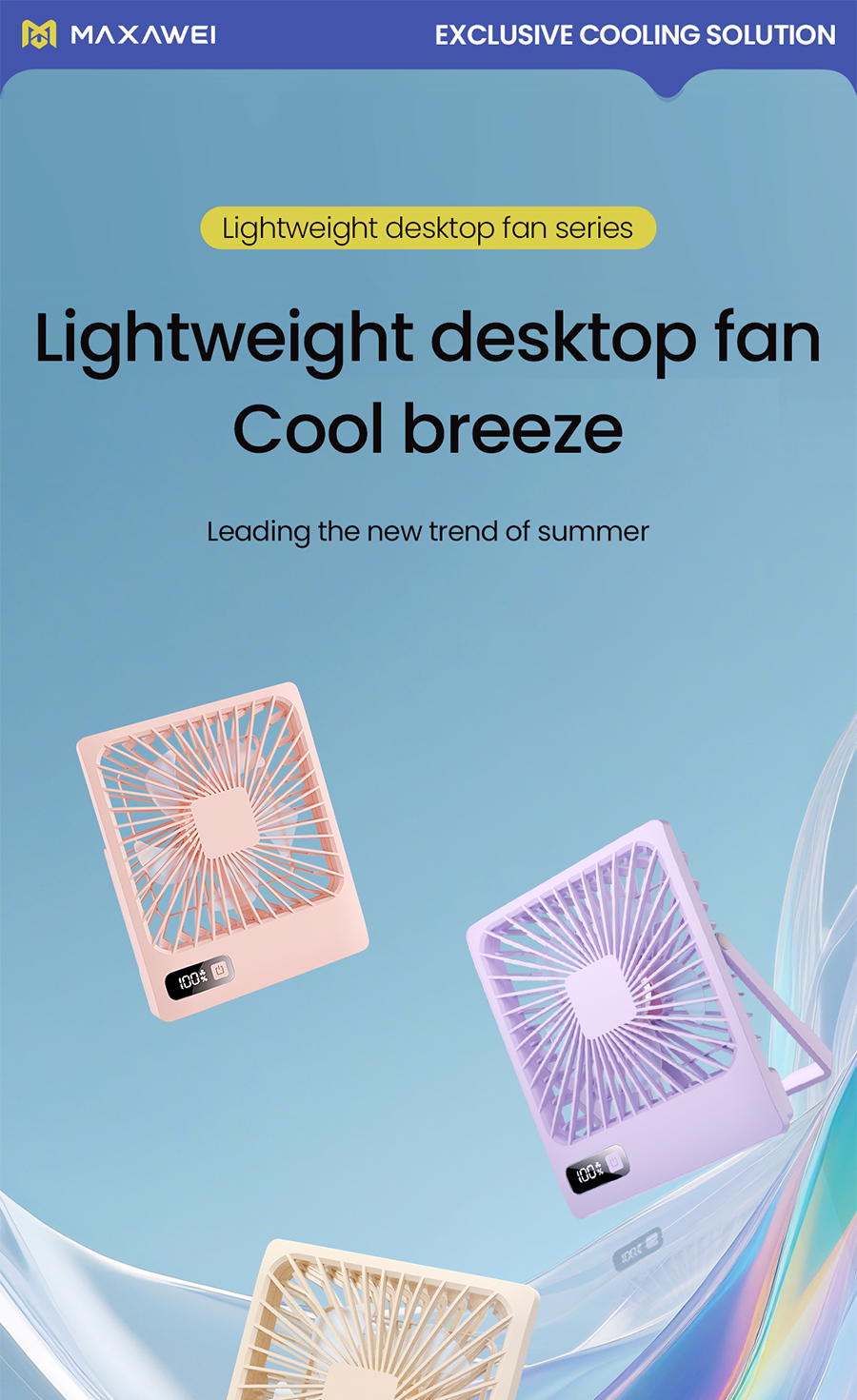 MAXAWEI Q3-C Desk Fan 4 Speeds Strong Wind Rechargeable Table Electric ...