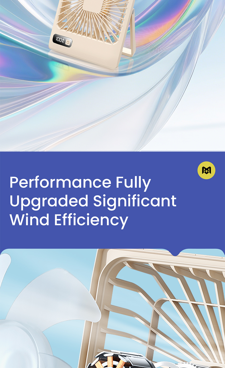 MAXAWEI Q3-C Desk Fan 4 Speeds Strong Wind Rechargeable Table Electric ...