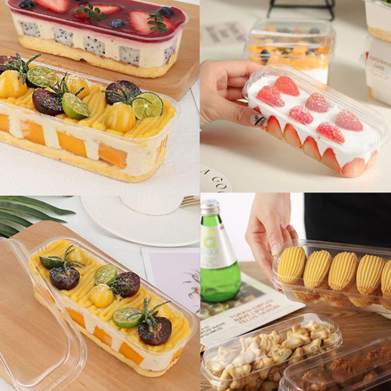 NICE 50Pcs Cake Container Loaf Deli Rectangle Box 300ML Clear Mousse ...