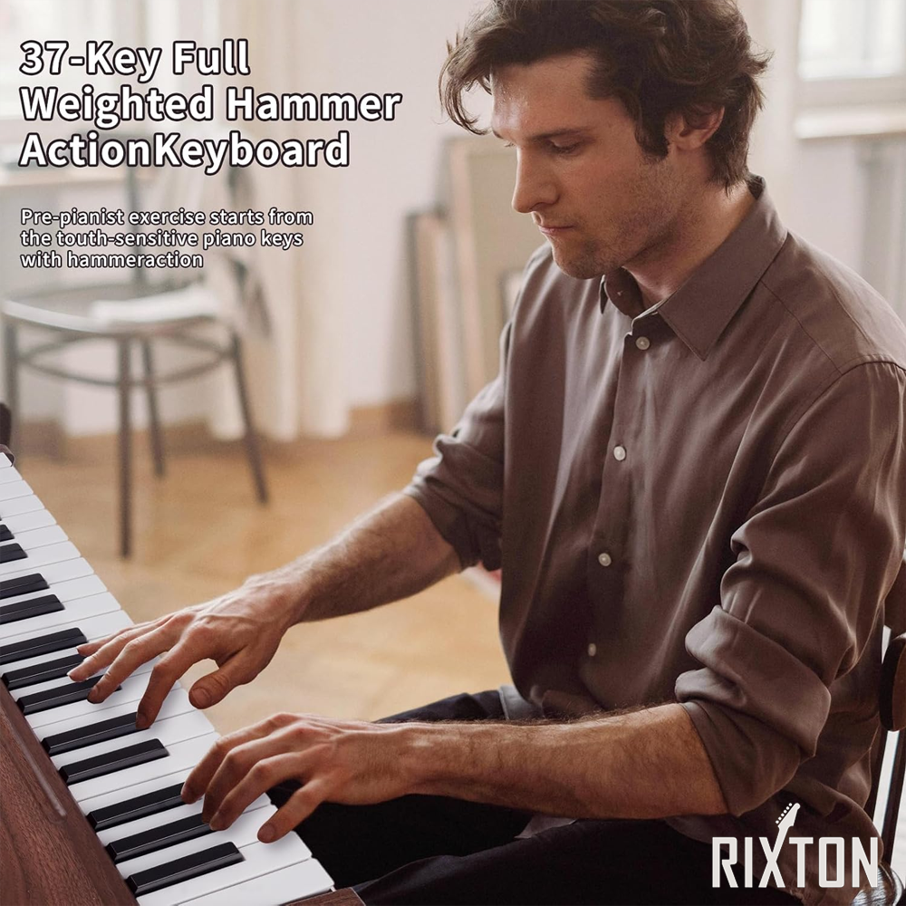 Rixton 37 Keys Digital Wood Piano Real Keyboards Semi Weighted Keys ...