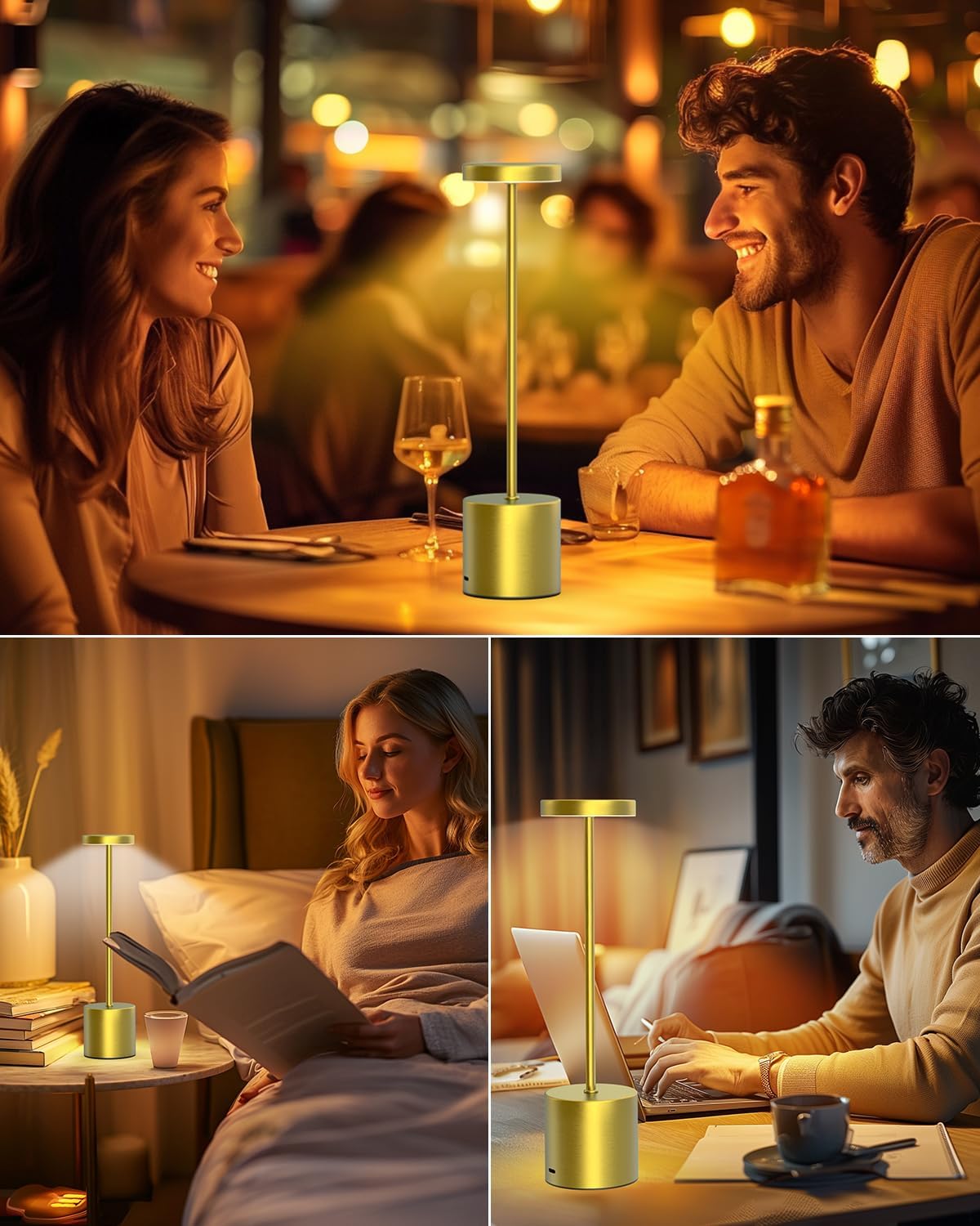 3 Colors Light Brightness Indoor Desk Light Touch Sensor Bedroom Night ...