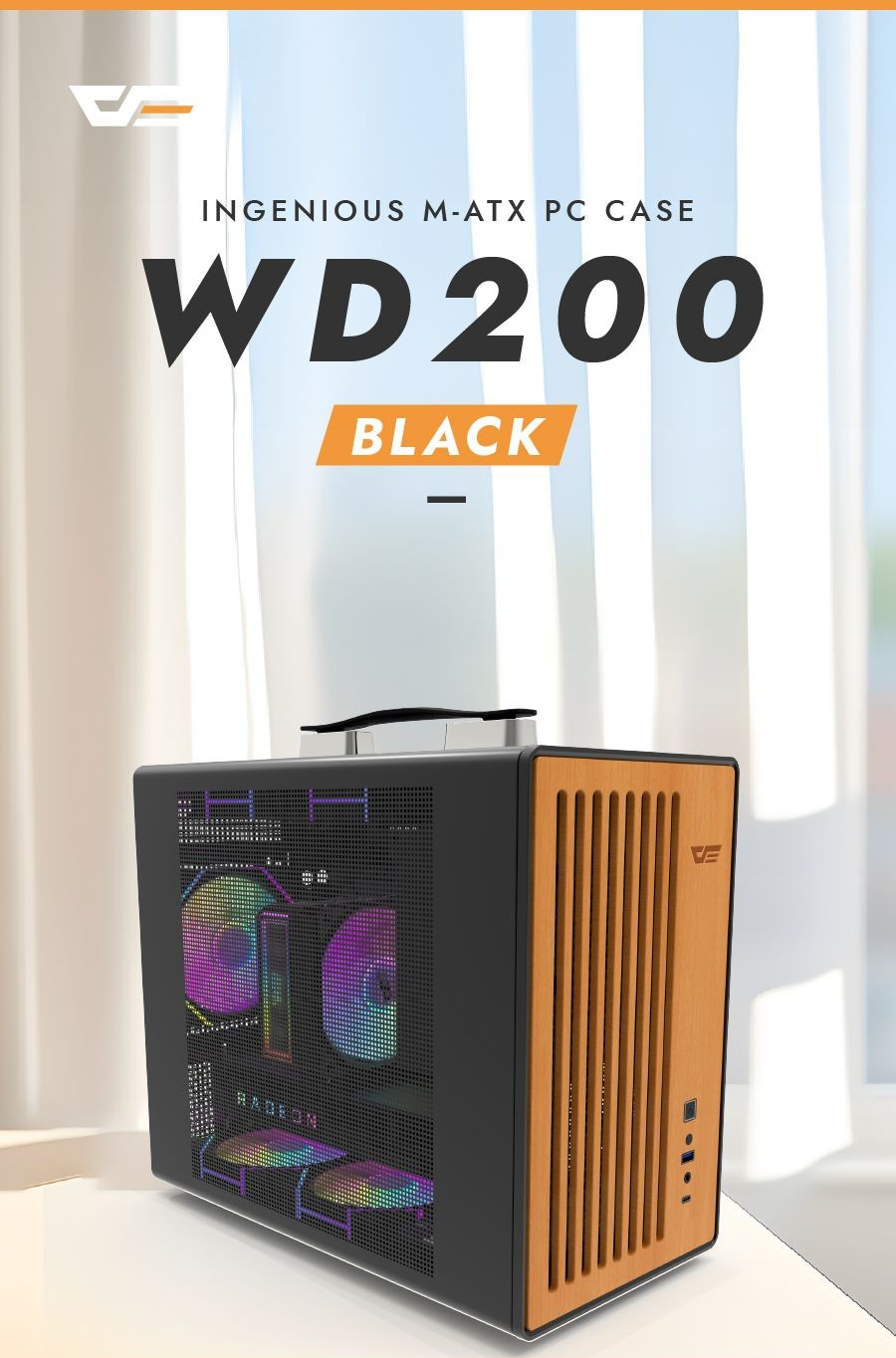Darkflash WD200 M-ATX Wood Edition Copmuter PC Case (Black | White ...
