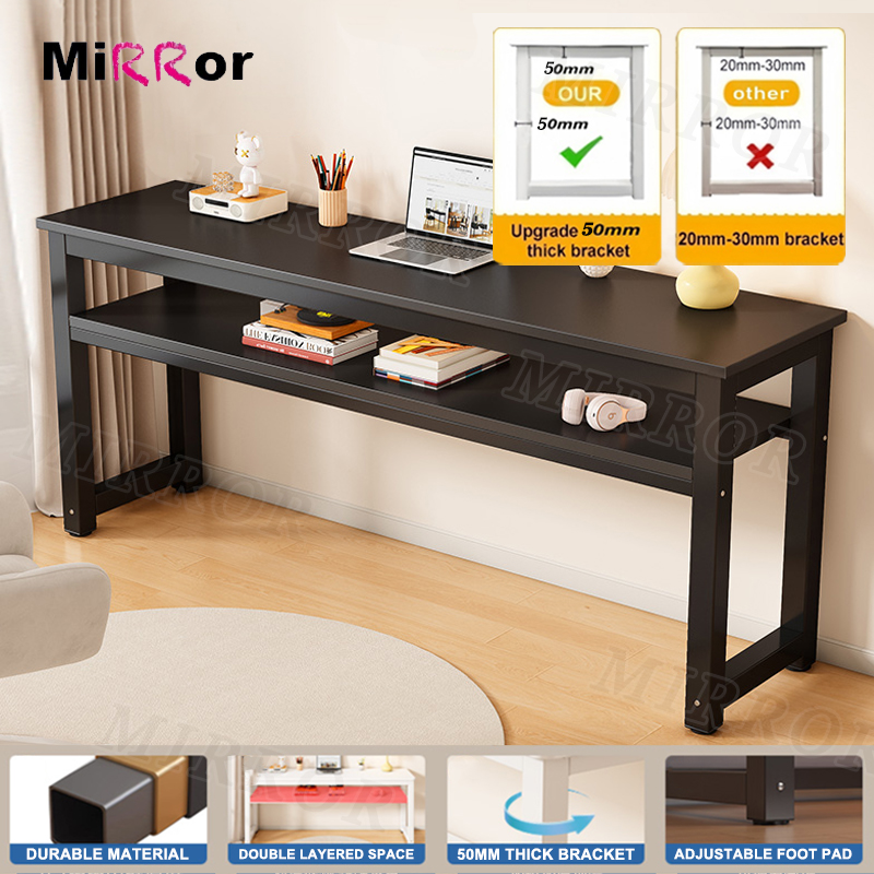 Office Table Study Table Long Computer Table Double Layer Storable ...