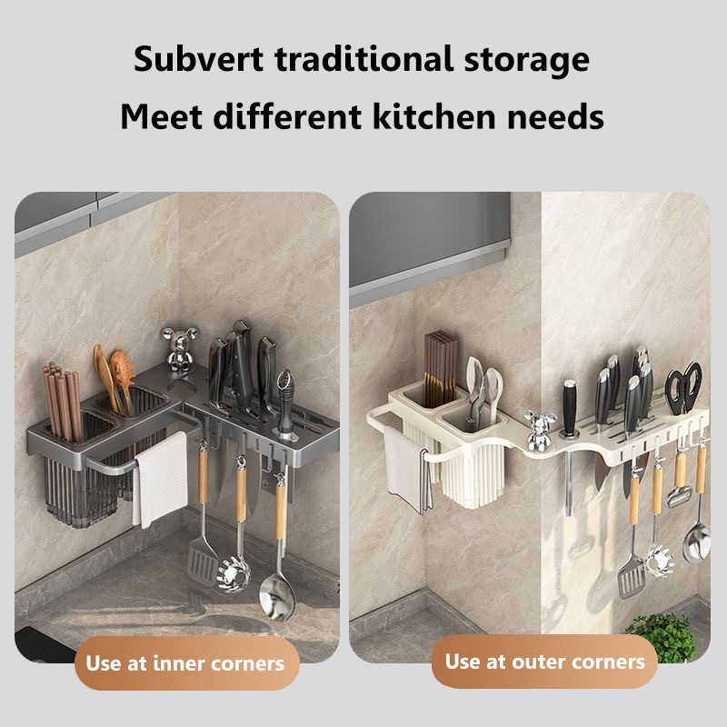 360 Rotating Kitchen Organizer Rack Wall Mounted Knife Holder with ...
