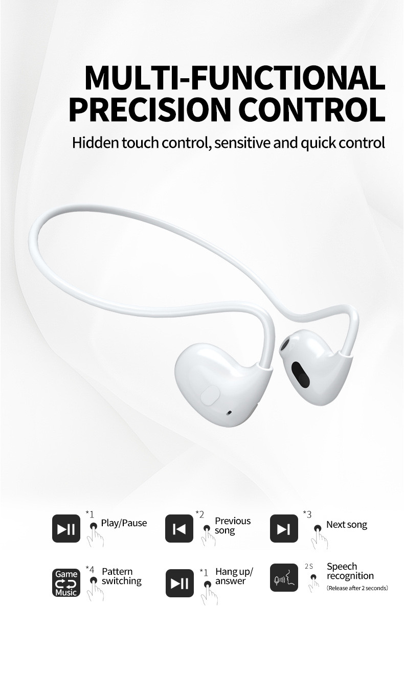 OWS Wireless Bone Conduction Bluetooth 5.3 Sports Headphones with Music ...