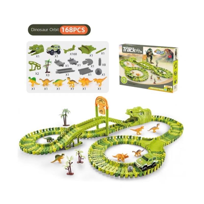 Dinosaur Rail Car Set Electricity Track Car Toys For Kids DIY Assembly ...