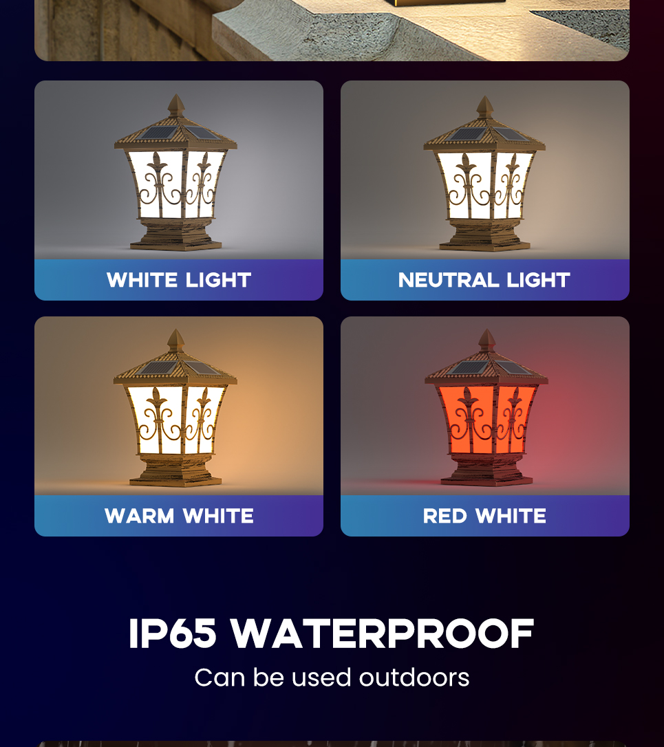 Rong River 10W 3Color Solar Light Outdoor Waterproof Solar Post Lamp ...