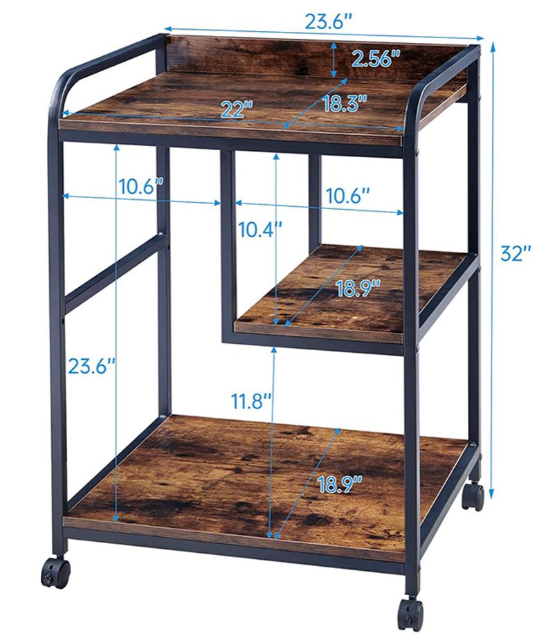 3 Tier Printer Stand Rack Organizer Printer Table Shelf with Wheels ...