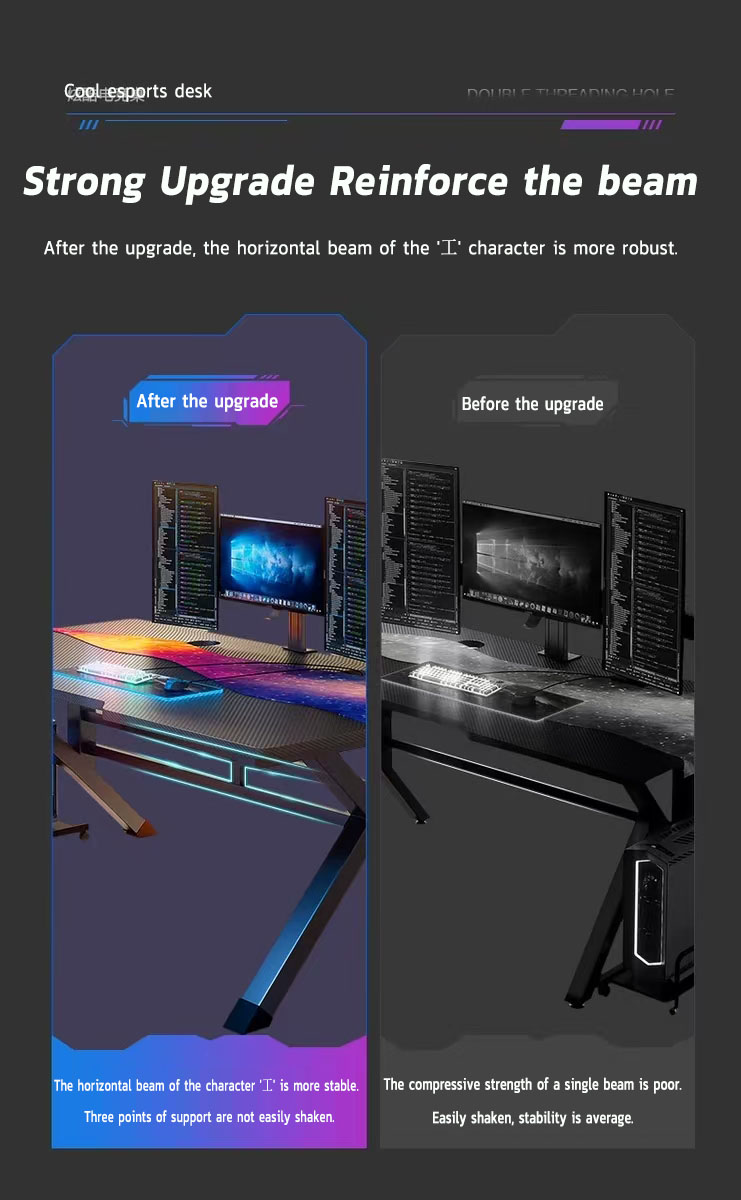 Computer Desk with Carbon Fiber Texture for Gaming Home Office ...