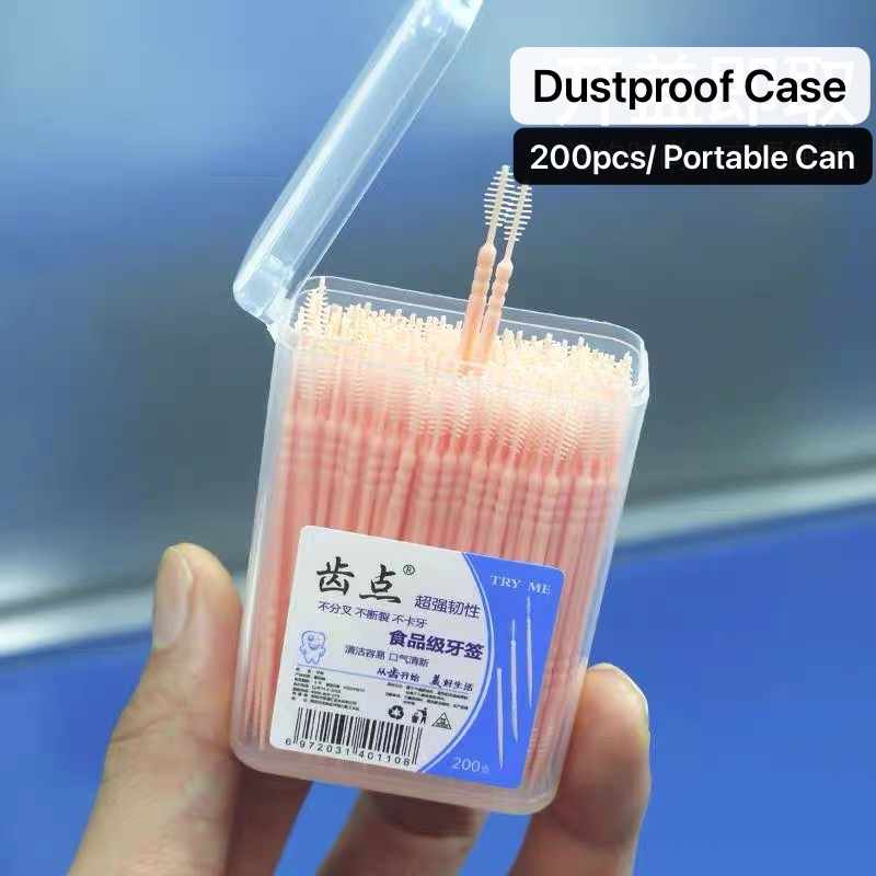 Food Grade 200pcs/can Food Grade Disposable Toothpick Interdental ...