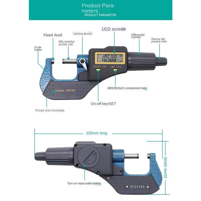 Digital Micrometer 0-25mm Electronic Digital Micrometer 0.001mm High ...