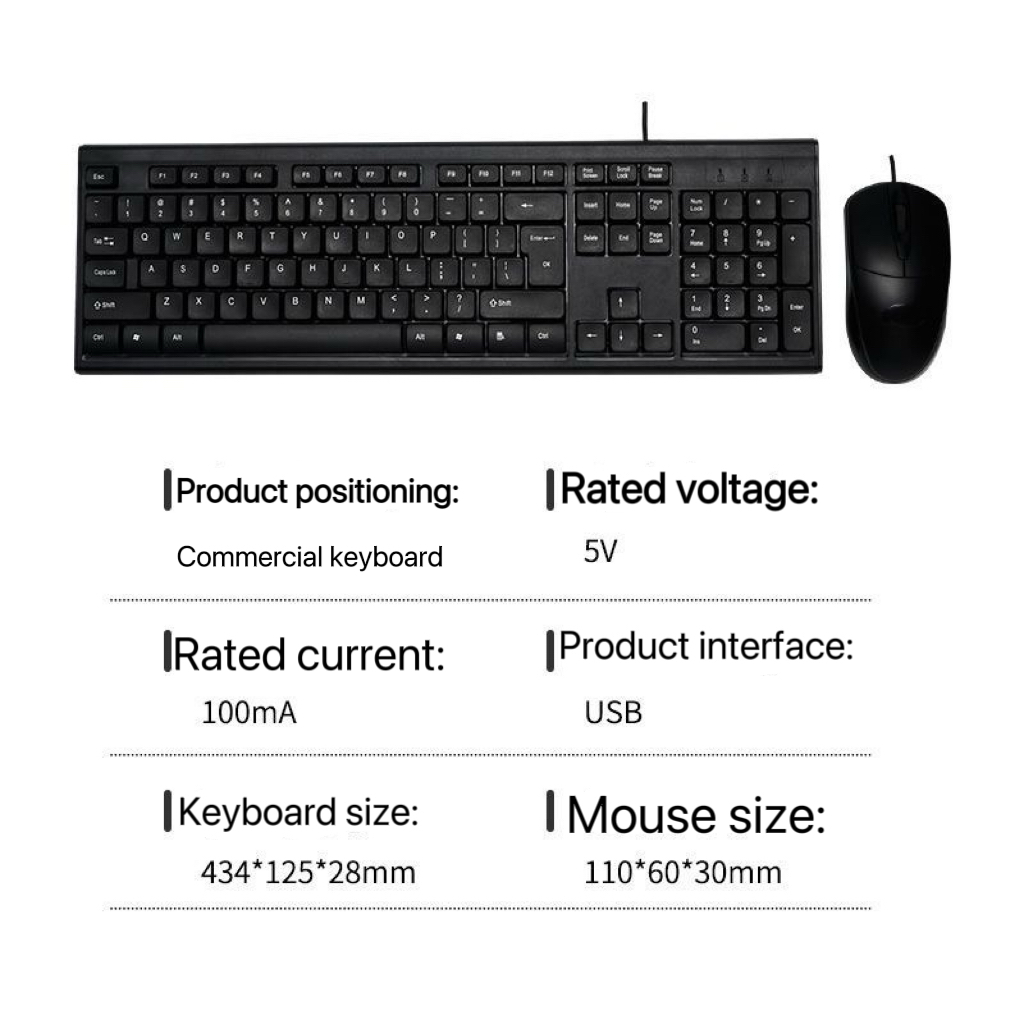 Wired Keyboard and Mouse Combo for Windows, Optical Wired Mouse, Full ...