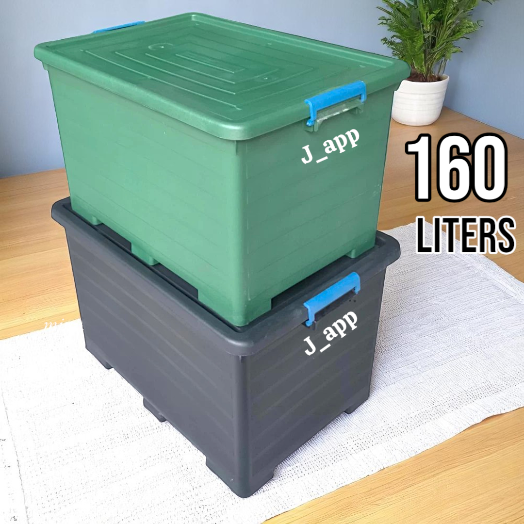 160 LITERS HEAVY DUTY Storage Box WITH WHEELS and cover | Shopee ...