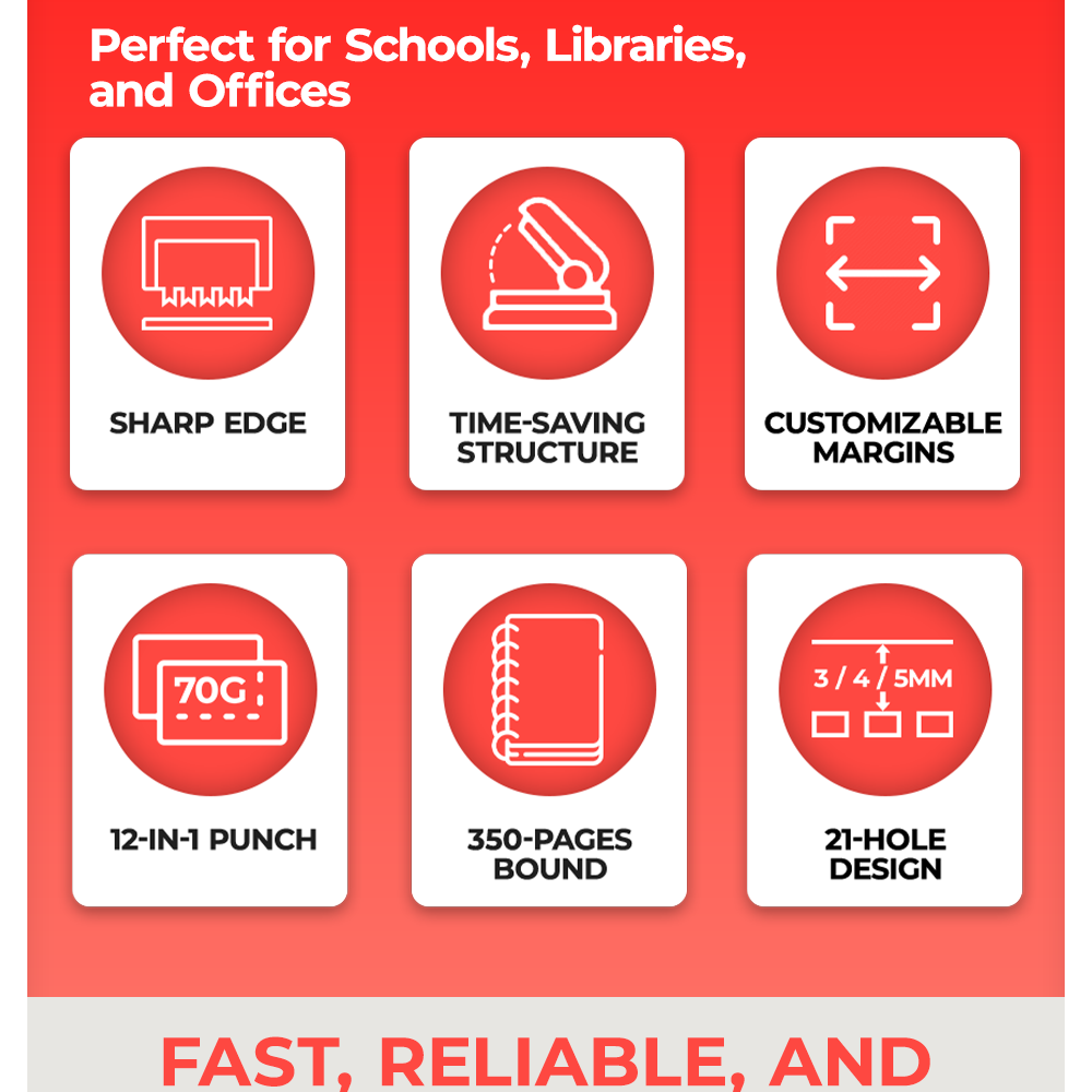 Comb Binding Machine STB12A A4 Size 21 Hole 12 Sheet Punch