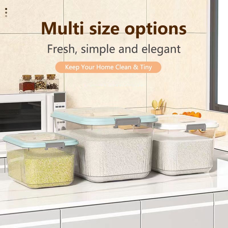 Rice Storage Box With Cup Rice Dispenser Grain Food Storage With ...