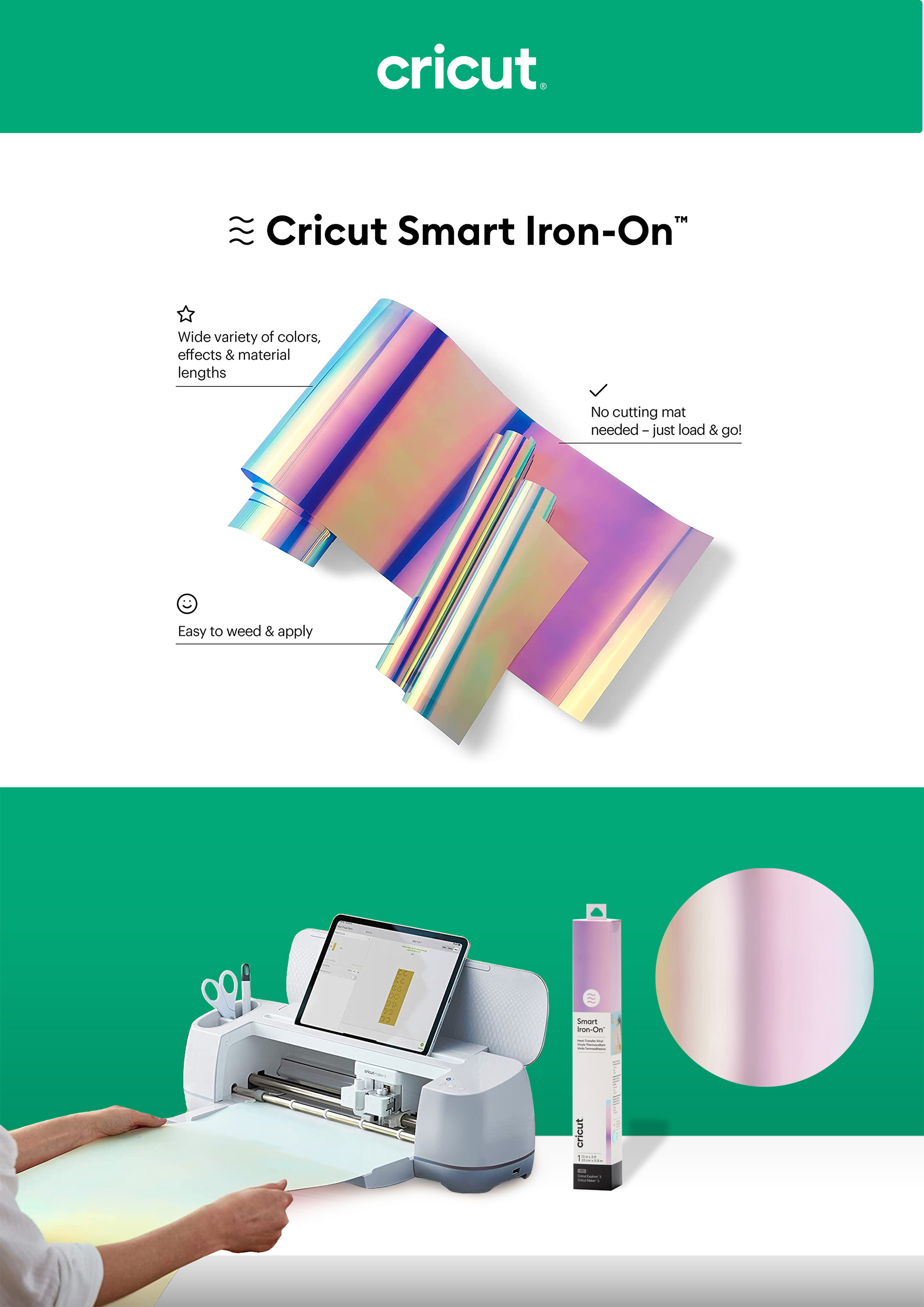 Cricut - Smart Iron-On - Holographic - Bleu (33x91cm) main image 0