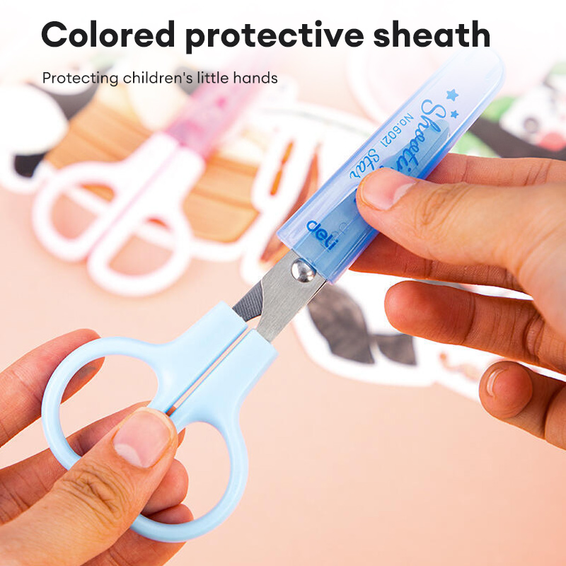 Deli Student Safety Scissors Round Head Design Cute Cartoon Mini ...