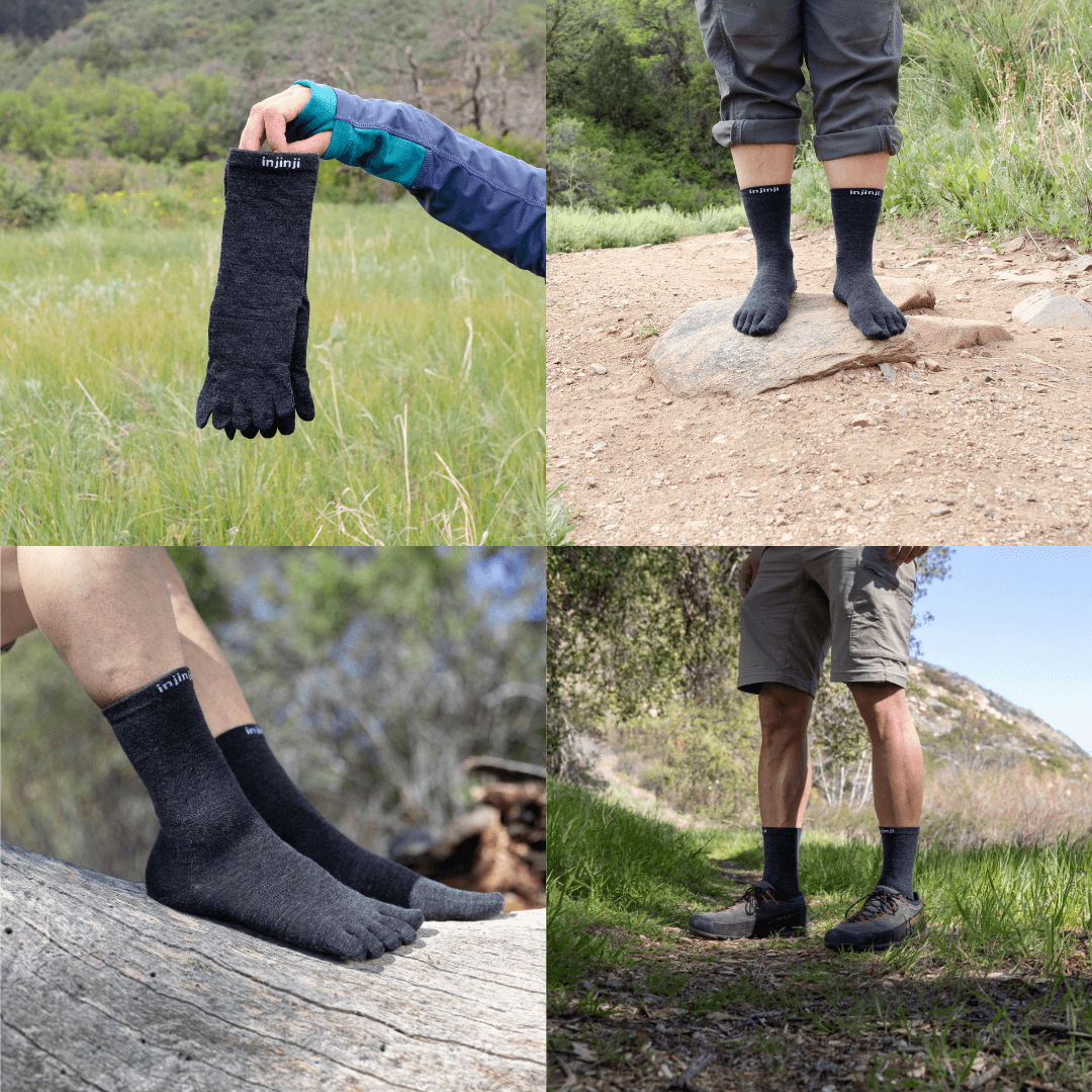 Injinji Womens Liner Hiker Crew Coolmax/Nuwool Maroon - Barefoot & More