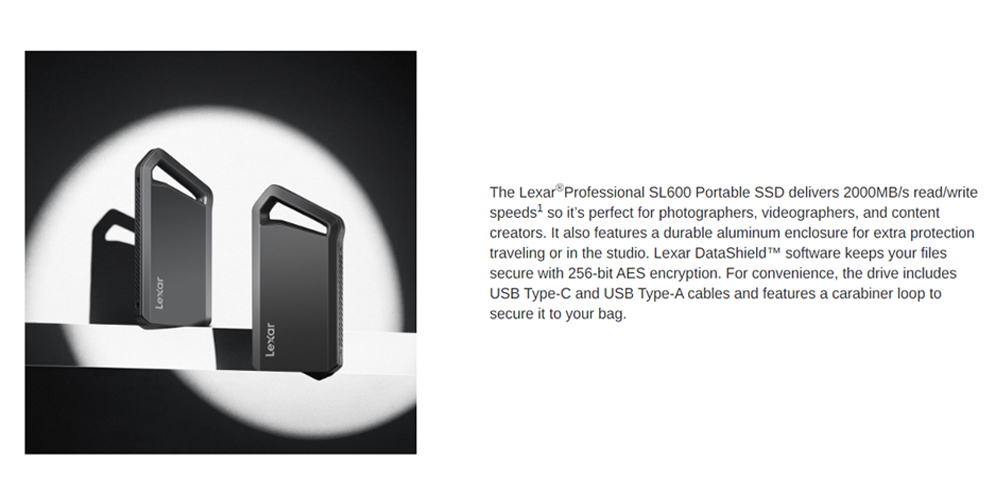 Lexar 2TB SL600 Portable SSD Solid State Drive with Bus Powered USB