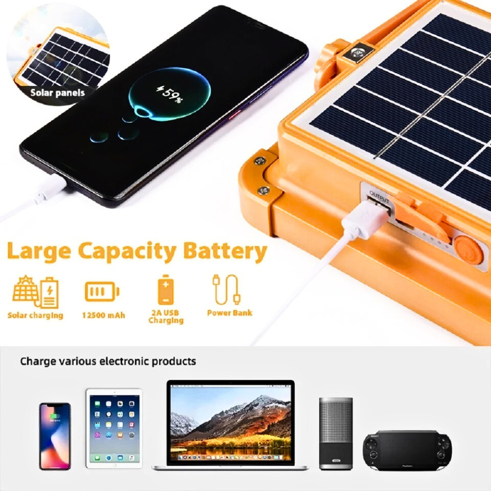 HED Solar Emergency Light 600W Solar Flashlight Rechargeable Outdoor