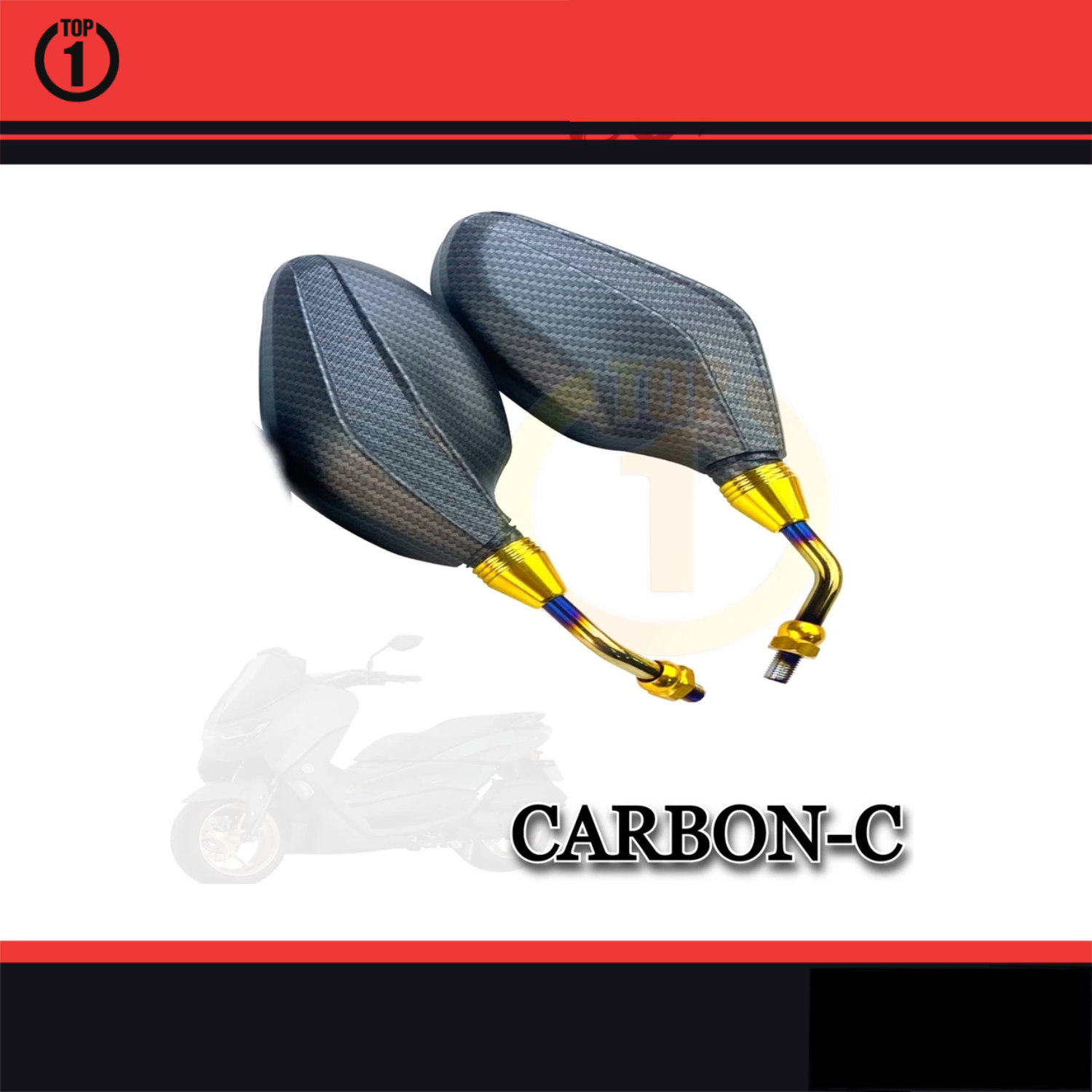 TOP1 New Design 2 Tone Carbon Short Stem Side Mirror For Click 125 150 ...