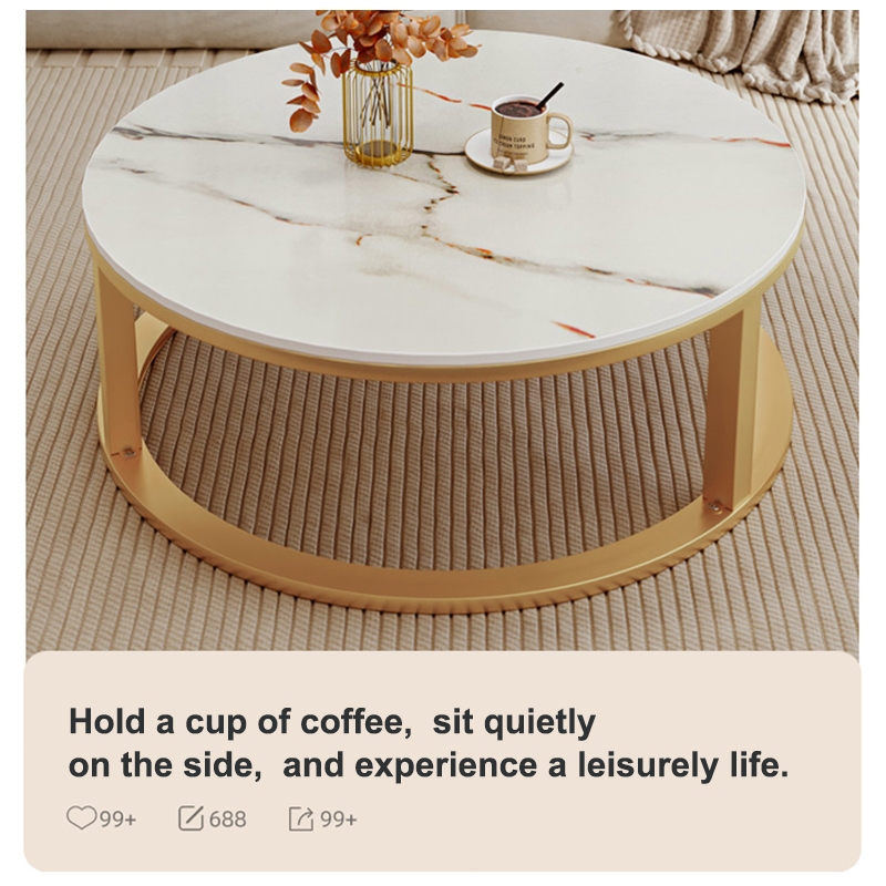 Small Simple Modern Living Room Nordic Style Steel Wood Round Coffee ...