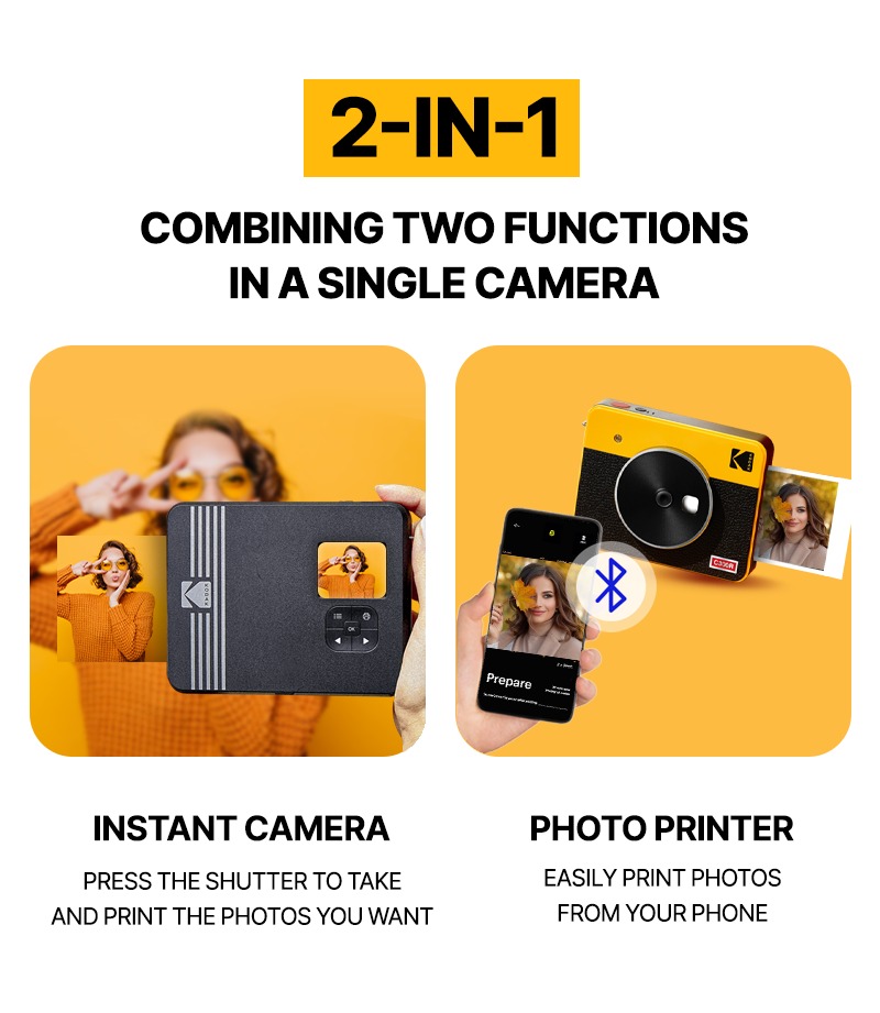 KODAK Mini Shot 3 RETRO C300R 2 in 1 Instant Camera & 3