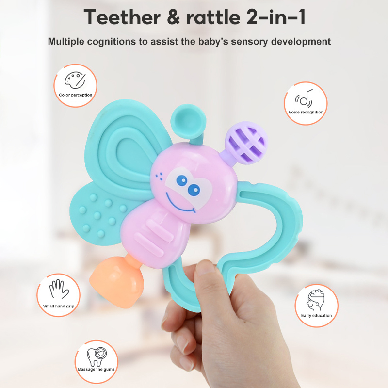 7PCS Set Teether Grinder Toddler Toys Baby Bite Rattle Toys Kids Teeth ...