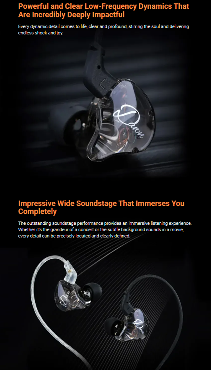 KZ Dawn Dynamic Drivers Earphone 10mm Super-linear Dynamic Driver Unit ...