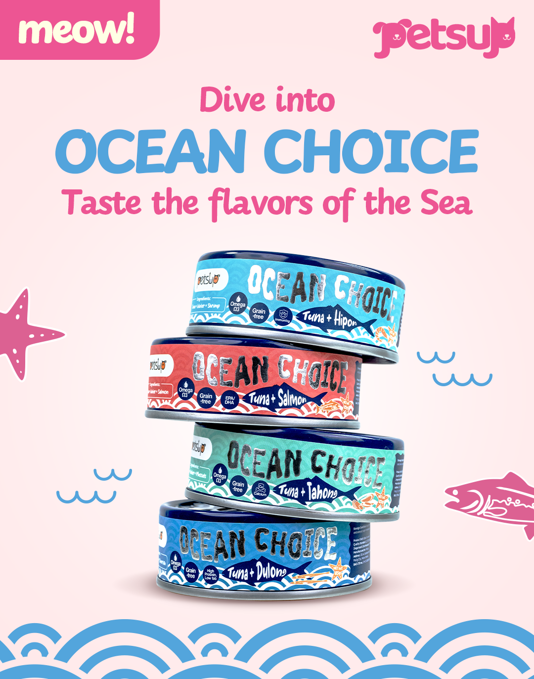 Image showcasing Petsup Cat Wet Food Ocean Choice Premium Canned Cat Food Taurine Omega ...