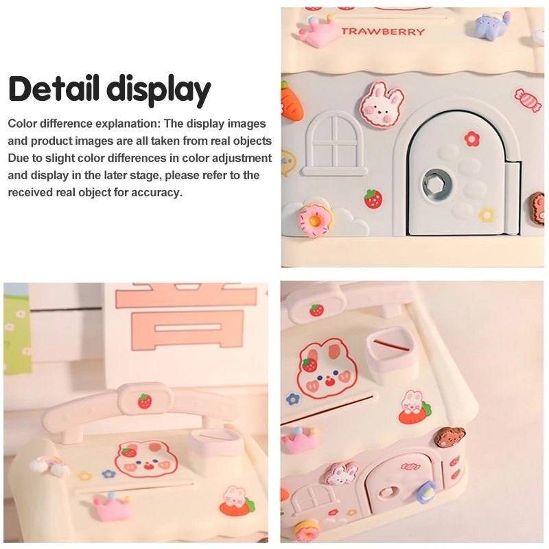 DIY House Piggy Bank with Lock and Key Kids Coin Bank Desktop ...