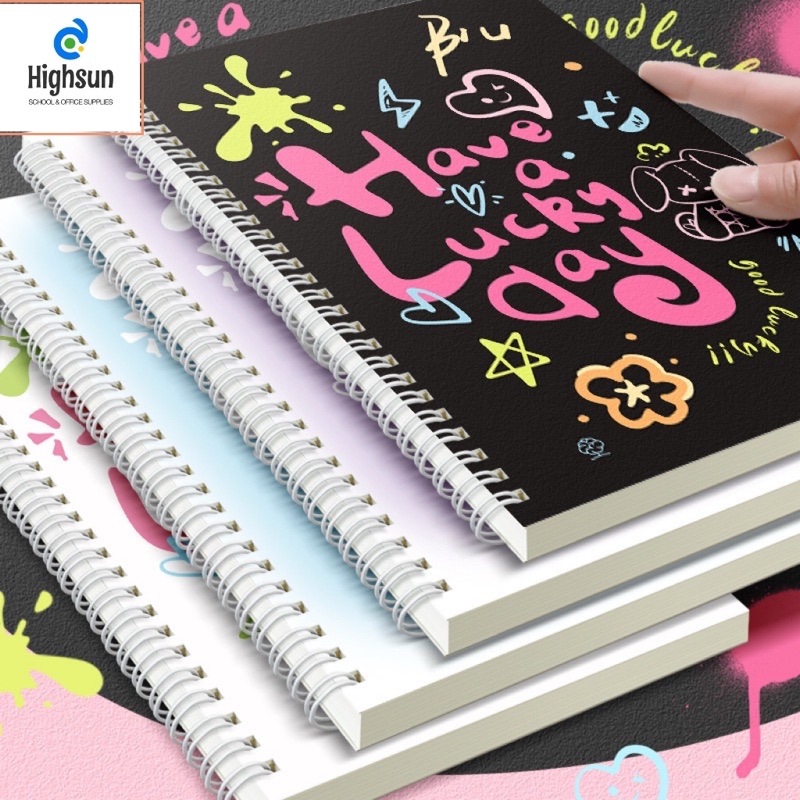 A5 Spiral HAVE A LUCKY DAY Aesthetic Notebook Line Writing Notebooks ...