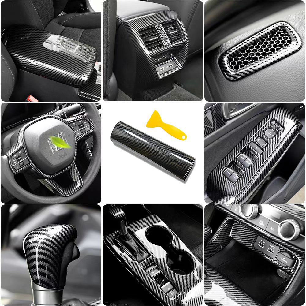 7D Car Carbon Fiber Sticker Waterproof Glossy Vinyl Roll Motorcycle ...