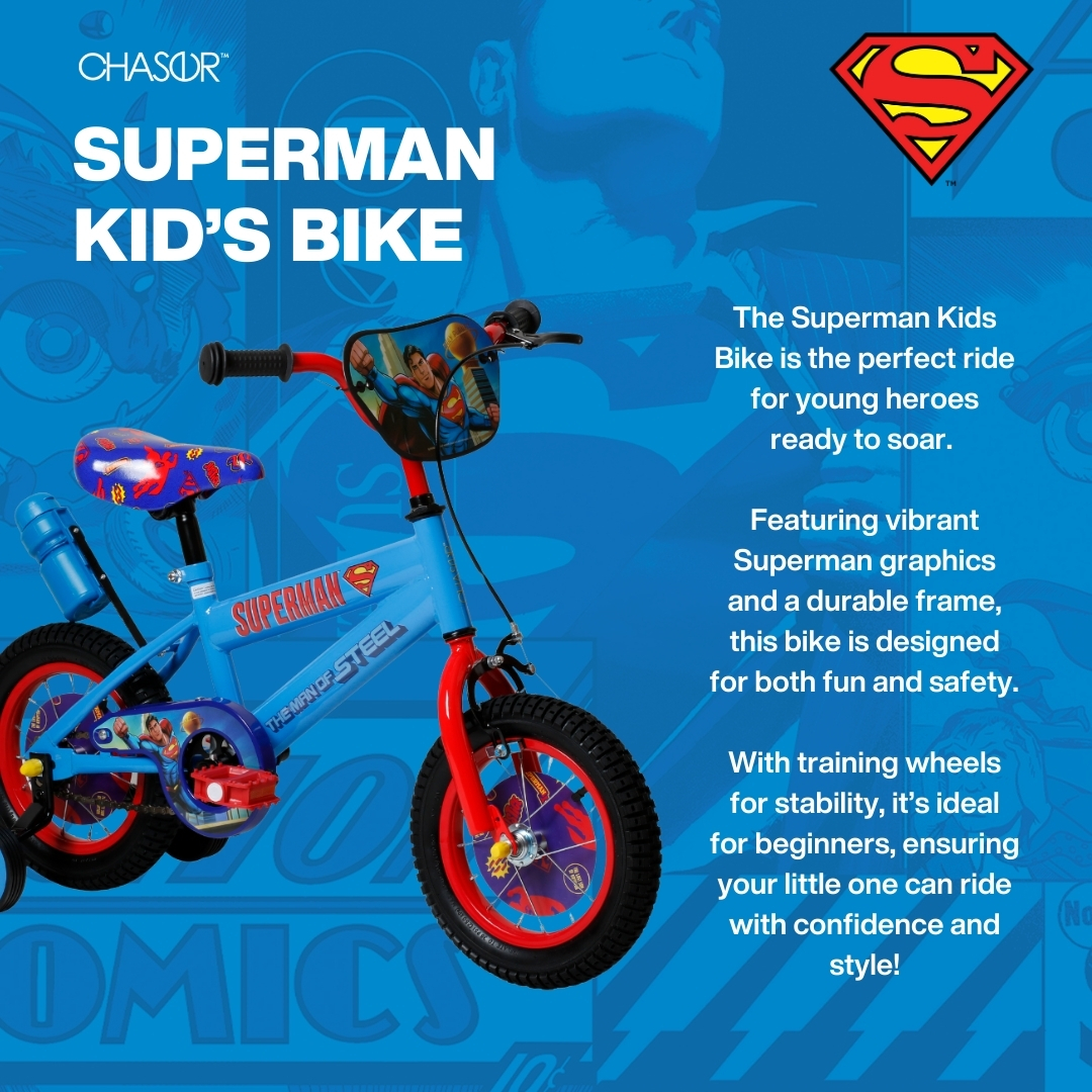 Superman Kids Bike for Boys Original DC with Bottle in Blue | Shopee ...