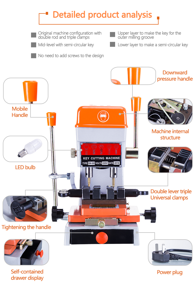 Key copying cutting Drill Machine 368A key Duplicating machine Portable ...