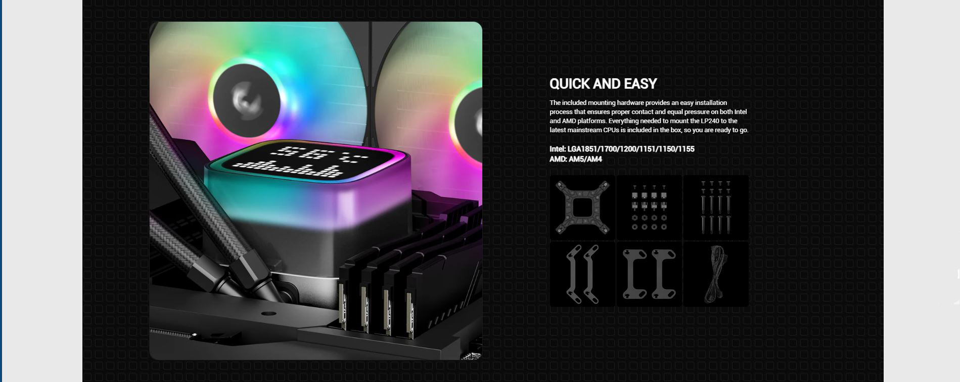 Deepcool CPU Cooler Fan LP240 Black Liquid Cooler with a Matrix Display ...