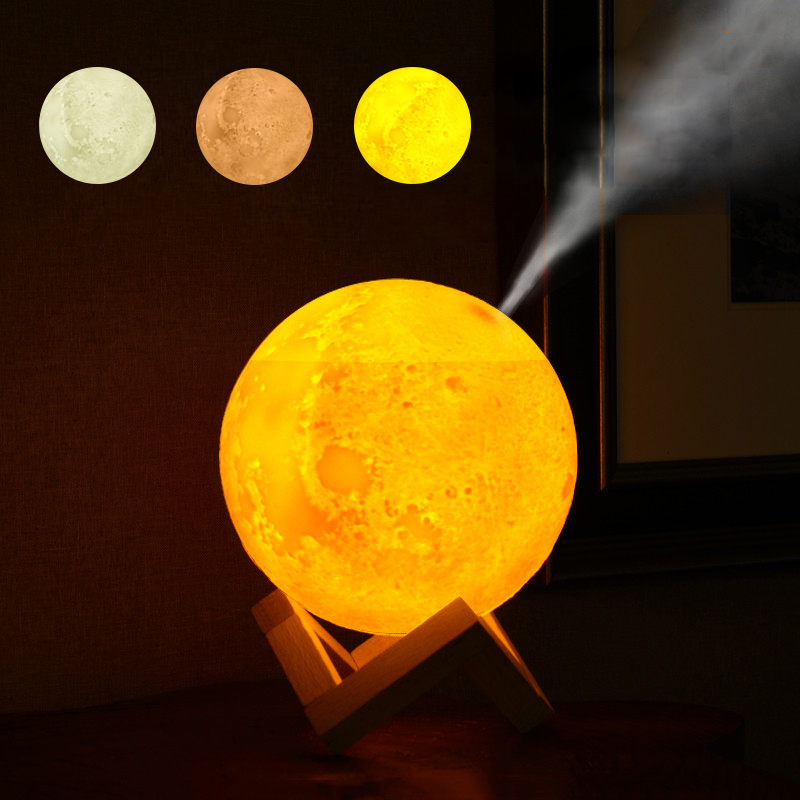 880ML USB Air Humidifier 3D Moon Lamp Night Light Aroma Diffuser ...